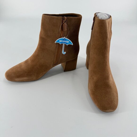 Aqua College Womens Waterproof Tan Suede Ankle Boots With Block Heel 7.5M - Picture 3 of 6